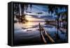 Jacksonville, Fl: Sunset Lights Up the Pier and Canoe Ramp-Brad Beck-Framed Stretched Canvas