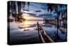 Jacksonville, Fl: Sunset Lights Up the Pier and Canoe Ramp-Brad Beck-Stretched Canvas