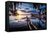 Jacksonville, Fl: Sunset Lights Up the Pier and Canoe Ramp-Brad Beck-Framed Stretched Canvas