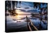 Jacksonville, Fl: Sunset Lights Up the Pier and Canoe Ramp-Brad Beck-Stretched Canvas