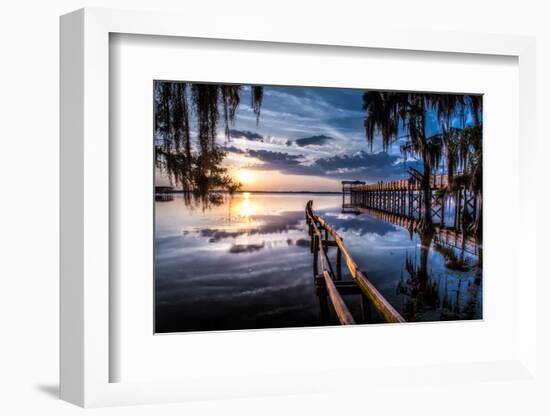 Jacksonville, Fl: Sunset Lights Up the Pier and Canoe Ramp-Brad Beck-Framed Photographic Print