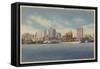 Jacksonville, FL - View of Water Front & Skyline-Lantern Press-Framed Stretched Canvas