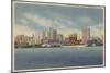 Jacksonville, FL - View of Water Front & Skyline-Lantern Press-Mounted Art Print