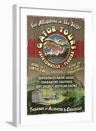 Jacksonville, Florida - Alligator Tours Vintage Sign-Lantern Press-Framed Art Print