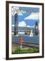 Jacksonville, Florida - Bridge Scene-Lantern Press-Framed Art Print