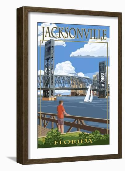 Jacksonville, Florida - Bridge Scene-Lantern Press-Framed Art Print