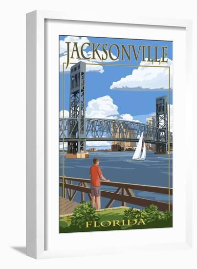Jacksonville, Florida - Bridge Scene-Lantern Press-Framed Art Print