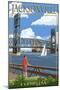 Jacksonville, Florida - Bridge Scene-Lantern Press-Mounted Art Print