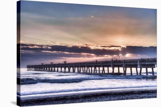 Jacksonville, Florida: Early Morning Fisherman Enjoying the Sunrise-Brad Beck-Stretched Canvas