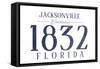 Jacksonville, Florida - Established Date (Blue)-Lantern Press-Framed Stretched Canvas