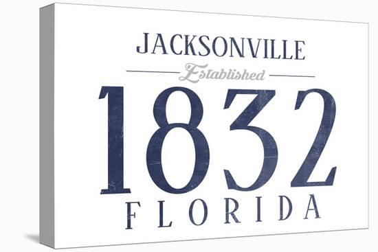 Jacksonville, Florida - Established Date (Blue)-Lantern Press-Stretched Canvas