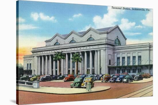 Jacksonville, Florida - Exterior View of Terminal Train Station-Lantern Press-Stretched Canvas