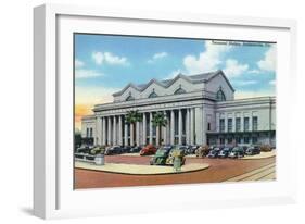 Jacksonville, Florida - Exterior View of Terminal Train Station-Lantern Press-Framed Art Print