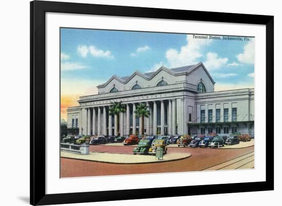 Jacksonville, Florida - Exterior View of Terminal Train Station-Lantern Press-Framed Art Print