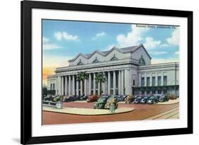 Jacksonville, Florida - Exterior View of Terminal Train Station-Lantern Press-Framed Premium Giclee Print