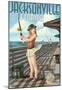 Jacksonville, Florida - Fishing Pinup Girl-null-Mounted Poster