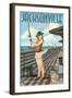 Jacksonville, Florida - Fishing Pinup Girl-Lantern Press-Framed Art Print