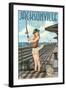 Jacksonville, Florida - Fishing Pinup Girl-Lantern Press-Framed Art Print