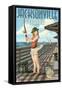 Jacksonville, Florida - Fishing Pinup Girl-Lantern Press-Framed Stretched Canvas