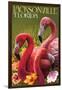 Jacksonville, Florida - Flamingos-Lantern Press-Framed Art Print