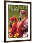 Jacksonville, Florida - Flamingos-Lantern Press-Framed Art Print