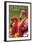 Jacksonville, Florida - Flamingos-Lantern Press-Framed Art Print