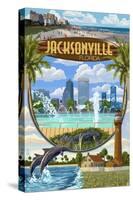 Jacksonville, Florida - Montage Scenes-Lantern Press-Stretched Canvas