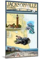 Jacksonville, Florida - Nautical Chart-Lantern Press-Mounted Art Print