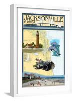 Jacksonville, Florida - Nautical Chart-Lantern Press-Framed Art Print