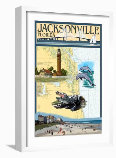 Jacksonville, Florida - Nautical Chart-Lantern Press-Framed Art Print