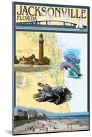 Jacksonville, Florida - Nautical Chart-Lantern Press-Mounted Art Print