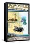 Jacksonville, Florida - Nautical Chart-Lantern Press-Framed Stretched Canvas