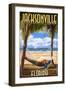 Jacksonville, Florida - Palms and Hammock-Lantern Press-Framed Art Print