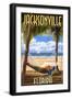 Jacksonville, Florida - Palms and Hammock-Lantern Press-Framed Art Print