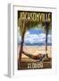 Jacksonville, Florida - Palms and Hammock-Lantern Press-Framed Art Print