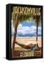 Jacksonville, Florida - Palms and Hammock-Lantern Press-Framed Stretched Canvas