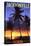 Jacksonville, Florida - Palms and Sunset-Lantern Press-Stretched Canvas