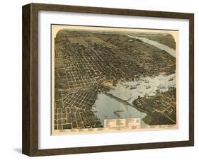 Jacksonville, Florida - Panoramic Map-Lantern Press-Framed Art Print