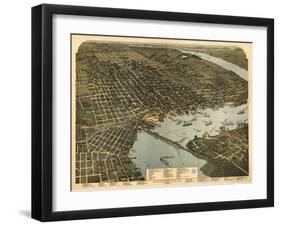 Jacksonville, Florida - Panoramic Map-Lantern Press-Framed Art Print