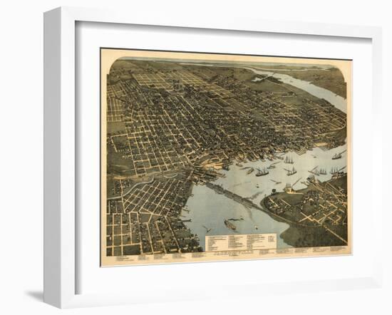 Jacksonville, Florida - Panoramic Map-Lantern Press-Framed Art Print