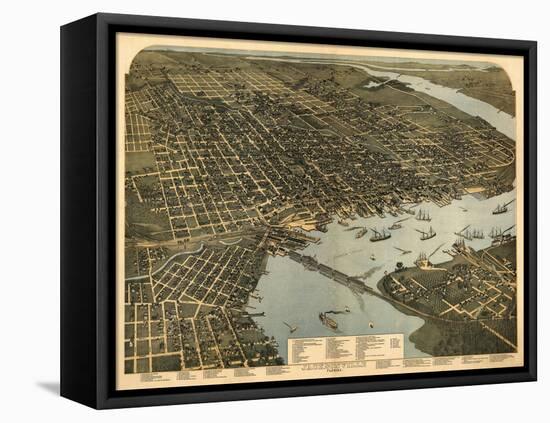 Jacksonville, Florida - Panoramic Map-Lantern Press-Framed Stretched Canvas