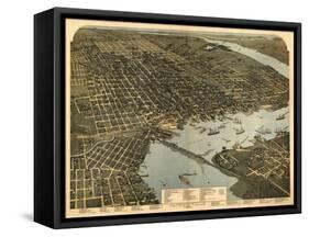 Jacksonville, Florida - Panoramic Map-Lantern Press-Framed Stretched Canvas