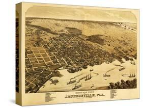 Jacksonville, Florida - Panoramic Map-Lantern Press-Stretched Canvas