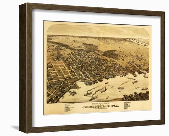 Jacksonville, Florida - Panoramic Map-Lantern Press-Framed Art Print