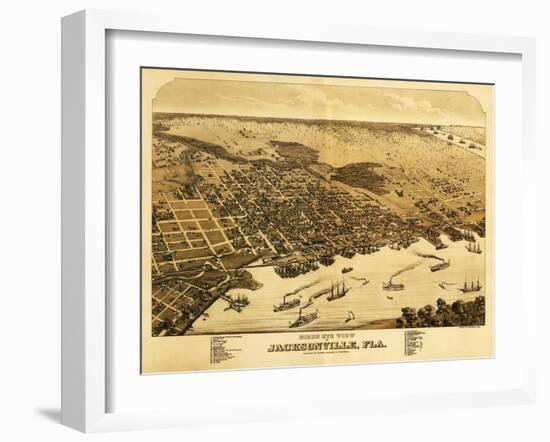 Jacksonville, Florida - Panoramic Map-Lantern Press-Framed Art Print