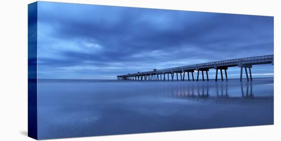 Jacksonville, Florida: Reflections of the Pier Bounce Off the Incoming Tide-Brad Beck-Stretched Canvas