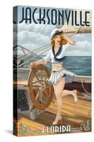 Jacksonville, Florida - Sailing Pinup Girl-Lantern Press-Stretched Canvas