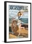 Jacksonville, Florida - Sailing Pinup Girl-Lantern Press-Framed Art Print