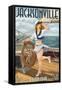 Jacksonville, Florida - Sailing Pinup Girl-Lantern Press-Framed Stretched Canvas