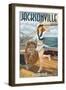 Jacksonville, Florida - Sailing Pinup Girl-Lantern Press-Framed Art Print